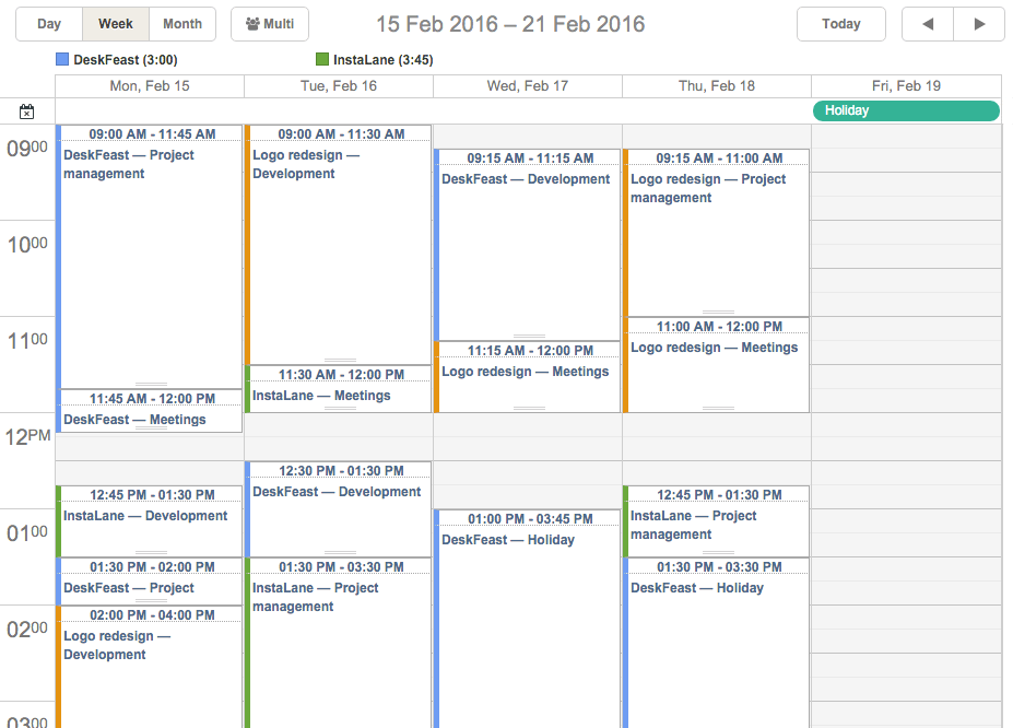 Timesheet entry through scheduler